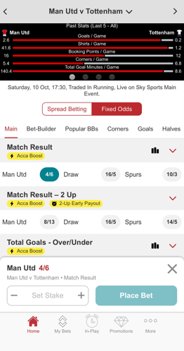 Screenshot 1: The Spreadex Sports betting app bet slip on iPhone.